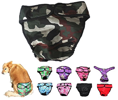 Dog Diaper Reusable Washable Female Girl for Medium & Large Big Dog Breeds Size L, XL, XXL (Large: Waist 20" - 24", Camouflage) - color: Camouflage, size: LARGE: Waist 20" - 24"