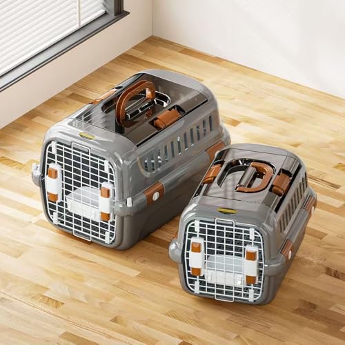 New Dog and Cat Kennel, Hard Sided Travel Pet Carrier, Top Front Load Ventilation Cat Crate for Small Dogs Outdoor Traveling Hiking Camping Picnic(Color:Gray) - color: gray