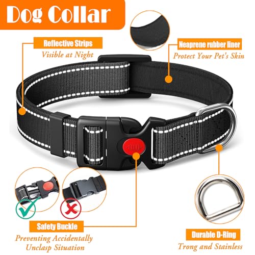 LOBEVE No Pull Dog Harness, Collar & Leash Set | Includes Dog Seat Belt, Collapsible Bowls & Poop Bag Dispenser. Ideal for Training, Walking, Hiking. Fits Small to Large Dogs(Black-S) - color: Black, size: Small