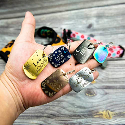 Personalized Dog Tag with 5 Lines of Custom Deep Engraved Durable Stainless Steel Pet ID Name Tag Designer Regular Size Rectangle - size: Regular, style: Regtangle
