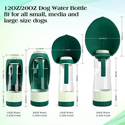 TIOVERY Dog Water Bottle Dispenser for Walking, Pet Water Feeder Container Portable with Drinking Cup Bowl Outdoor Hiking, Travel 20OZ Large Green
