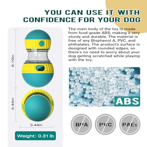 BSISUERM Dog Puzzle Toy Adjustable Treat Dispensing Ball Food Dispenser Tough Slow Feeder Puppy Enrichment Training Toy Pet Interactive Chase Toys for Small Medium Large Dogs to Keep Them Busy, Green - color: Green - Single - Standard