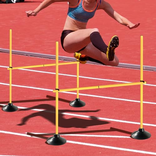 TNZMART 4.9 FT Agility Poles Adjustable Hurdles for Soccer Football Speed Training Equipment Track and Field - style: 6 groups