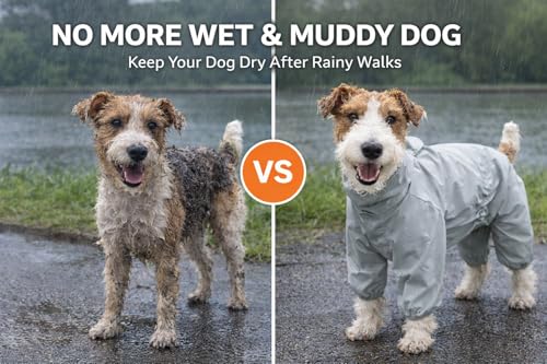 Dog Raincoat with Full Leg Coverage, Waterproof & Lightweight Rain Jacket for Small Dogs, Keep Belly & Legs Dry, Harness Compatible, Reflective Safety, with Storage Bag (Small) - size: Small