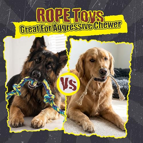Dog Ropes Toys for Aggressive Chewers, Dog Toys Set With Eight Legs Ball for Large Breeds,Full of Attractiveness for Medium Dog, Heavy Duty Natural Cotton Rope Chew toy, Tug of War, Chewing 9PCS - color: 9 Packs