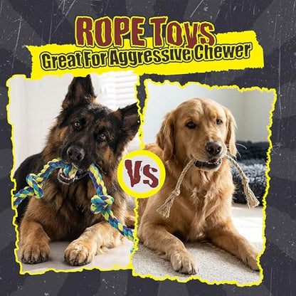 Dog Ropes Toys for Aggressive Chewers, Dog Toys Set With Eight Legs Ball for Large Breeds,Full of Attractiveness for Medium Dog, Heavy Duty Natural Cotton Rope Chew toy, Tug of War, Chewing 9PCS - color: 9 Packs