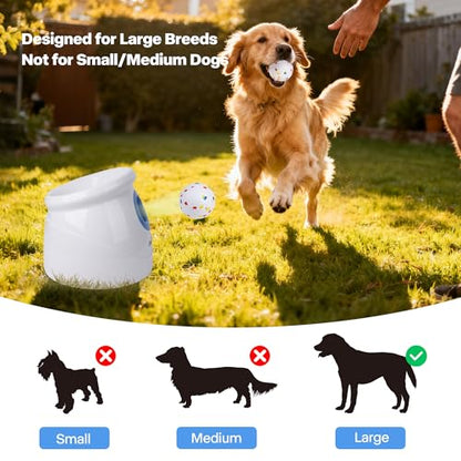 Pet Prime Upgraded Automatic Ball Launcher for Large Dogs,Rechargeable Dog Ball Thrower for Outdoor Exercise & Interactive Play,Adjustable 10-64ft Thrower with 6PCS 2.5" ETPU Balls,1 Dog Whistle