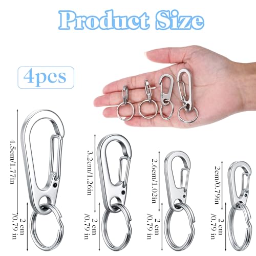 4 Pack Dog Tag Clips, Stainless Steel Heavy Duty Quick and Secure Id Tag Holders for Dog Cat Collars and Harnesses, Easy Change Clips for Dogs and Cats (Silver)