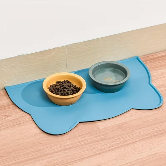 Anti Slip and Waterproof Pet Food Mat with Raised Edges - Spill Proof Feeding Tray for Cats and Dogs, Easy to Clean Floor Protector, Scratch Resistant, Compatible with Dry and Wet Food Bowls,Blue - color: Blue