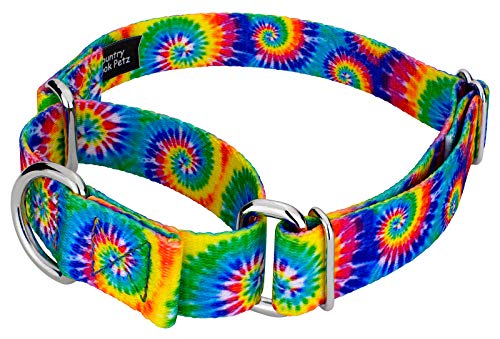 Country Brook Petz - Classic Tie Dye Martingale Dog Collar - Groovy Collection Featuring Far Out Designs (1/2 Inch, Extra Small) - color: Classic Tie Dye, size: Extra Small (Pack of 1)