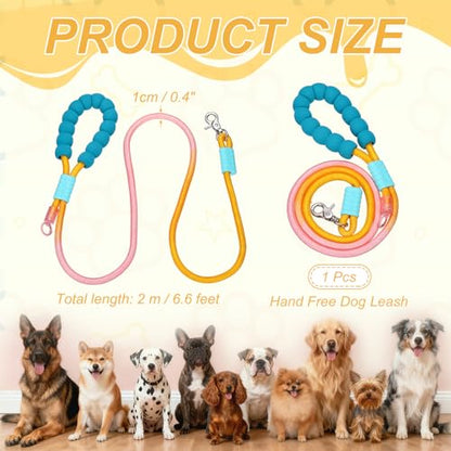 Dog Leash with Padded Hands Free, 6.6ft/2m Adjustable Bungee Dog Training Leash, No Pull Heavy Duty Nylon Rope(Yellow Pink), Intended for Large Medium Pet Running/Hiking/Walking - color: Yellow Pink, size: 6.6ft/2m