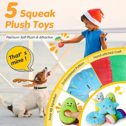 Zeaxuie 25 Pack Luxury Dog Chew Toys for Puppy, Dog Toys with Ropes, Treat Ball and Squeaky Puppy Toys for Teething Small Dogs - color: 25 Pack (Value-Toys)
