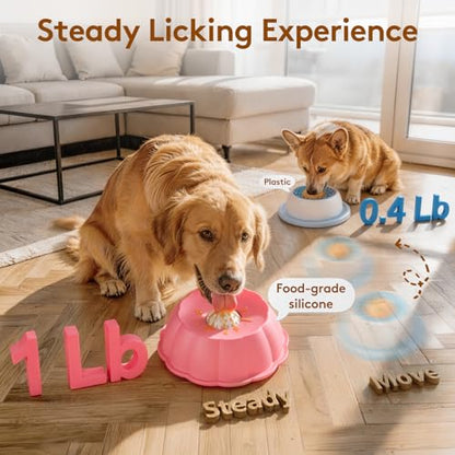Dog Lick Bowl Ball Slow Feeder, Licking Bowl for Liquid Treat with Rolling Spin Sphere Roller Licker, Non-Slip 4/5 Cup Slow Feeder Bowl for Dietary Supplement/Post-op Nutrition (Pink) - color: Pink