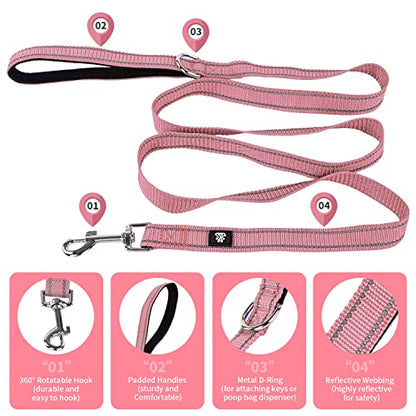 NESTROAD Dog Collar and Leash Set,Reflective Dog Collars with Quick Release Buckle,Adjustable Nylon Pet Collar for Small Medium Large Dogs(Small,Pink) - color: Pink, size: Small