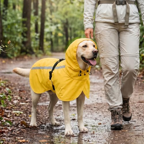 2-in-1 Dog Harness with Built-in Raincoat, Waterproof Packable Dog Rain Jacket, Reflective Adjustable Dog Rain Coat with Leash Portal, Brown Harness/Cherry Blossom Pink Raincoat, Medium - color: Brown Harness / Cherry Blossom Pink Raincoat, size: Medium