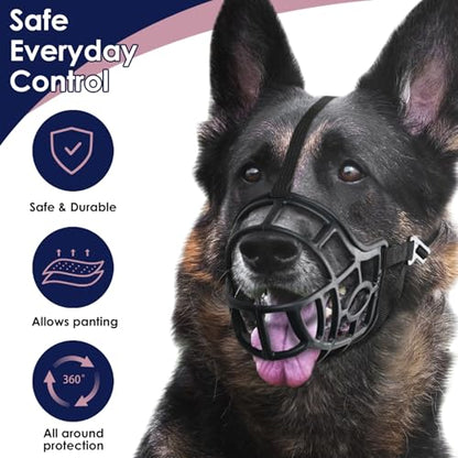 Mayerzon Dog Muzzle for Large Dogs Great Dane, Basket Muzzle for Anti Biting Chewing with Adjustbale Strap, Allows Panting Drinking(XXL, Black) - size: XXL-Snout Cir 13-15.5''