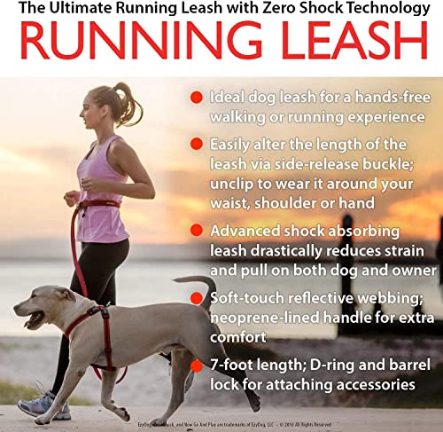 EzyDog Road Runner Hands Free Dog Leash – Waist Leash for Dog Walking, Jogging and Running with Zero Shock Bungee, Reflective Stitching, and Adjustable Waist (Red) - color: Red, size: Standard