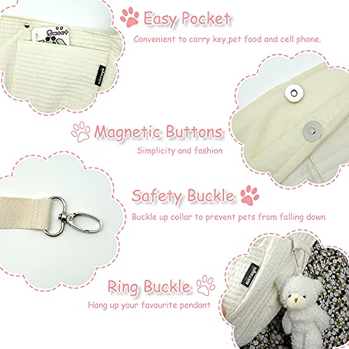 NATUYA Small Dog Carrier Sling Cat Sling,Adjustable Strap Hand Free Pet Puppy for Outdoor Traveling Subway (White, Canvas) - color: white