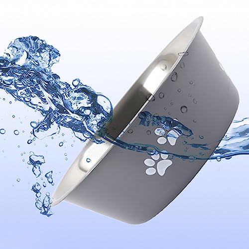 Dogs Bowl Stainless Steel Bowl Pet Bowl Anti Slip Dog Bowl Feeding Bowl Dog Water Bowl Pet Feeding Bowl Portable - color: Gray, size: 18cm