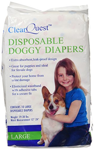 ClearQuest Disposable Doggy Diapers, Super Absorbent Leak-Proof Pet Diapers - size: Large