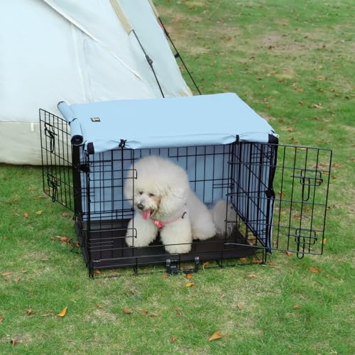 X-ZONE PET Double Door Dog Crate Cover - Polyester Pet Kennel Cover Fits 24 inches Wire Dog Cage Blue - color: Blue, size: 24.0"L x 18.0"W x 20.0"H