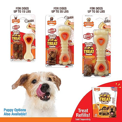 Nylabone Power Chew Knuckle Bone Pop-In Treat Toy for Dogs, Interactive Treat Dispensing Dog Chew Toys to Keep Them Busy, Slow Feeder, Long Lasting Chicken Flavor, Medium Dogs - Up to 35 lbs - size: Medium