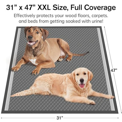31"x47" Activated Charcoal Dog Pee Pads - 32 Count,Extra Large，Super Absorbent, Leakproof, Long-Lasting Odor Control, Ideal for Large Dogs and Potty Training Puppies - size: 31"x47"
