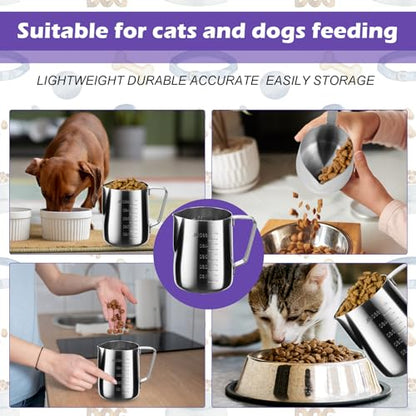 2.5 Cup Dog Food Scoop Stainless Steel Dog Food Measuring Cups Pet Food Scoop with Precision Scale Measurements for Dogs,Cats or Bird Foods, Injection Molded and Dishwasher Safe (2.5 CUP) - size: 2.5 CUP