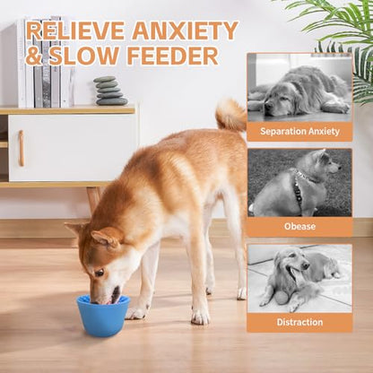 Dog Lick Bowl,Anxiety Relief Non-Slip Silicone Treat Bowl,Durable Anti-Choking Long-Lasting Enrichment Slow Feeder Licking Mat for Small Medium Large Breed,Freezable BPA Free Silicone Dishwasher Safe - color: Blue, size: S-M