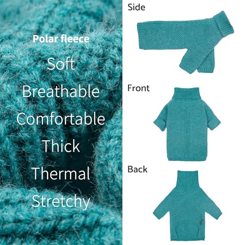 Fitwarm Knitted Dog Sweater - Thermal Winter Clothes for Small Dogs, Boy & Girl - Teal Blue, Small - color: Steel Blue, size: Small