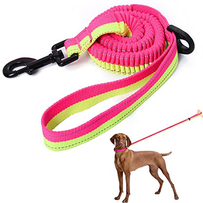 Mile High Life | Bungee Dog Leash | Gentle Pull Training Lead | Soft Comfort Texture | 3-5 Feet | for Dogs/Cats Under 20 lb (Lime/Pink) - color: 3-5 feet-Lime/Pink