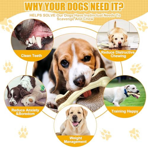 Sosation 10 Pcs Dog Chew Toys for Aggressive Chewers Nylon Beef Flavor Dog Bones Tough Puppy Teething Toys Puppy Chew Bones for Large/Medium/Small Breed Dogs Puppies (5.1 x 2 Inch, 6.3 x 2.17 Inch) - size: 5.1 x 2 Inch, 6.3 x 2.17 Inch