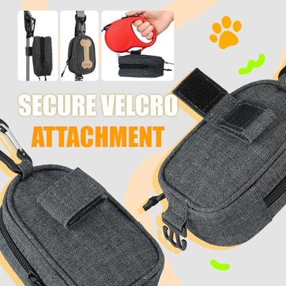 Dog Poop Bag Holder for All Leashes,Hand Free Doggie Waste Bag Dispenser-hook & loop/Carabiner,Dog Poop Bag Dispenser for Leash,Wide Opening,Leash Attachment for Dogs Walking,Poop Bags EXCLUDED,Gray - color: Denim