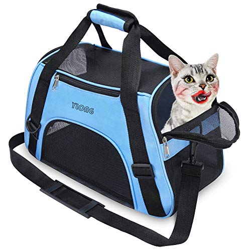 YLONG Airline Approved Pet Carrier,Soft-Sided Pet Travel Carrier for Cats Dogs Puppy Comfort Portable Foldable Pet Bag - color: Blue