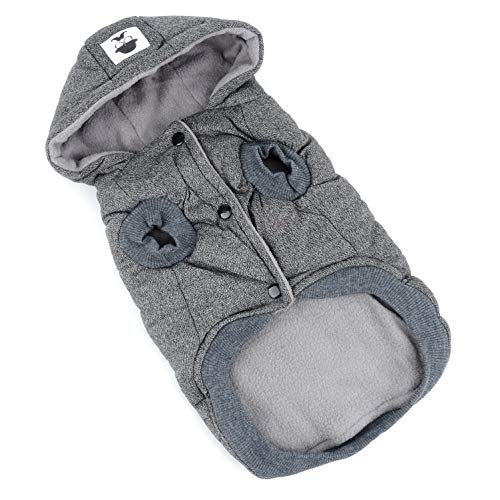 Fleece Dog Hoodie Winter Coat for Small Boy Dog Cat Puppy Cotton Hooded Jacket Chihuahua Clothes Grey L - color: Gray, size: L