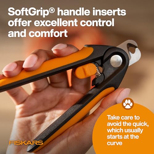 Fiskars Pet Large Nail Clippers, Cat and Dog Nail Trimmers for Grooming, Pet Supplies with Semi-Circular Blade & SoftGrip Handle with Safety Lock, 5.75”, Orange/Black - size: Large