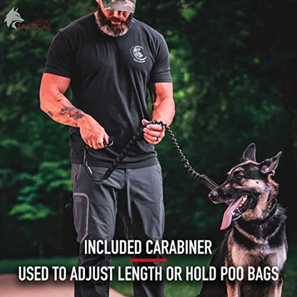 Wolf Tactical Bungee Dog Leash - Heavy Duty No Pull Leash for Large Dogs - Black