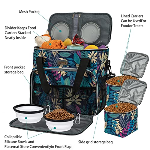 BAGLHER Dog Travel Bag, Pet Travel Bag (ALL Pet Travel Supplies), With 2 Pet Food Containers and 2 Collapsible Silicone Bowls; Essential Kits for Travel Hawaii - color: Hawaii, size: Medium