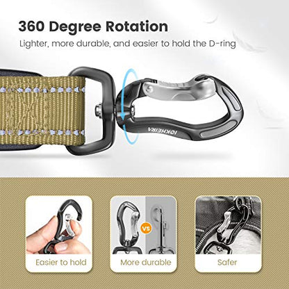 IOKHEIRA Multifunctional Dog Leash - 4-6 FT Strong Bungee, Car Seatbelt Compatible, Army Green - color: Brown