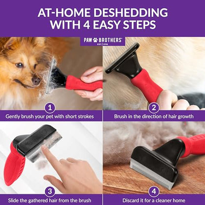 RYAN'S PET SUPPLIES Deshedding Tool, Red, Medium, Professional Dog Grooming Brush for Shedding, Pet Hair Remover, Fur Removal Brush for Medium and Long Pet Hair - size: Medium