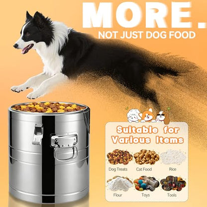35lb Stainless Steel Dog Food Storage Container, Large Capacity Metal Pet Food Storage Container with Scoop, Airtight Dog & Cat Food Treat Bin for Dry Food Keep Fresh for Multi-Pet Households - size: 35lb