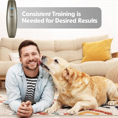 Ultrasonic Dog Barking Deterrent, 2 in 1 Dog Training and Bark Control Device, Anti-Barking Device, Dog Silencer, Ultrasonic Dog Whistle, Indoor&Outdoor, up to 16.4 Ft Large Control Range(Brown)