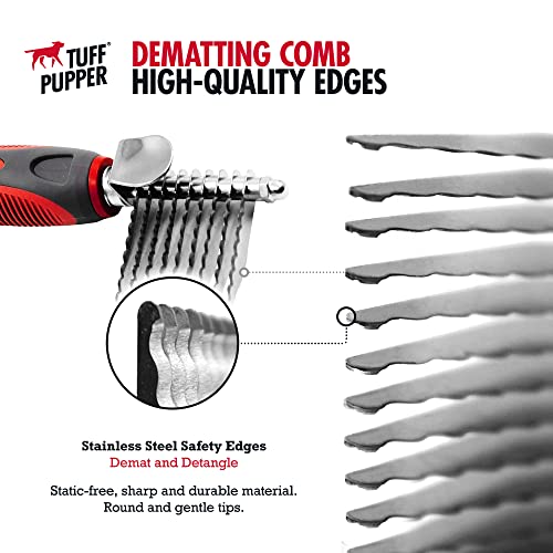 Dematting Comb For Dogs & Cats – Detangling Brush Tool For Dogs Easily & Safely Remove Dead, Matted Or Knotted Hair | Ergonomic, No-Slip Safety Handle for Precision Control | For Poodles & Curly Hair