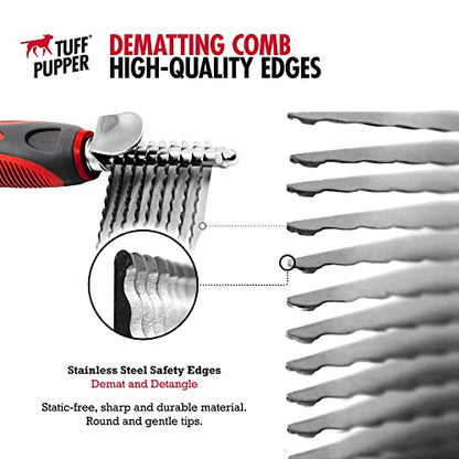 Dematting Comb For Dogs & Cats – Detangling Brush Tool For Dogs Easily & Safely Remove Dead, Matted Or Knotted Hair | Ergonomic, No-Slip Safety Handle for Precision Control | For Poodles & Curly Hair