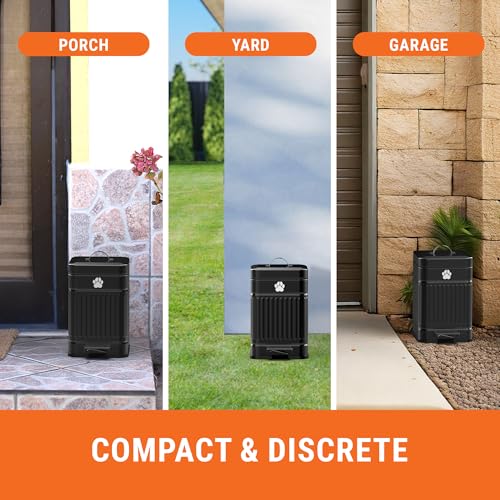 Pupzle Dog Poop Trash Can Outside, 1.3 Gal Metal Dog Waste Trash Can with Lid Outdoor, Waste Container with Pedal Garbage Poop Bin, Poo Bucket Outdoor with Lid for Backyard Odor Control, 30 Bags - size: Small