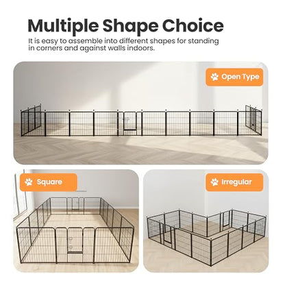 Simple Deluxe Dog Playpen Outdoor Indoor, 40 Inch 16 Panels Dog Fence for Small/Medium/Large Dogs Puppy, Perfect Dog Pen for Camping, Yard, RV, Garden Fence, Black - size: 40 Inch 16 Panels
