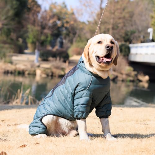 ArmyGreen Dog Warm Coat, Waterproof Windproof Reflective Vest, Zippered Adjustable Snow Jacket for Small to Large Dogs - color: Armygreen, size: M (12.5inch Back)