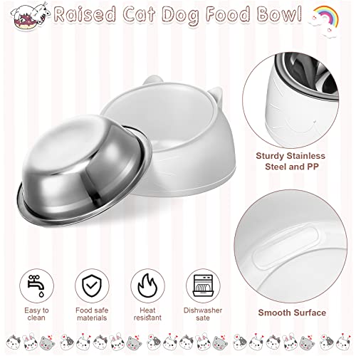 Irenare Elevated Cat Bowls 4 Pack, Stainless Steel Slanted Food Dishes 7oz, Raised Pet Bowls for Cats Small Breeds, Ergonomic Kitten Puppy Feeding Set for Digestion Health Easy Clean