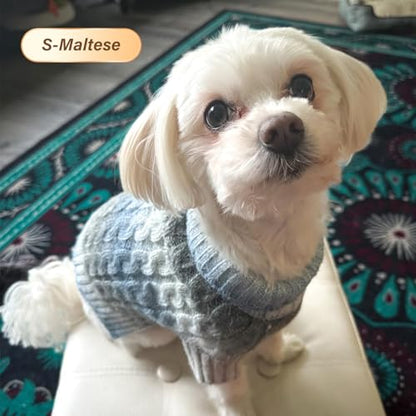 KYEESE Dog Sweater for Small Dogs Thick Cable Knit Dog Turtleneck Knitwear Warm with Sleeves Puppy Sweater Fuzzy, Blue, Small - color: 07# Blue, size: Small (6-9lbs)