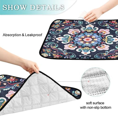 Qilmy Mandala Pet Mat, Waterproof Reusable Dog Training Pad Anti-Slip Pet Creat Pad for Small Medium Large Dogs and Cats - size: Smallx3